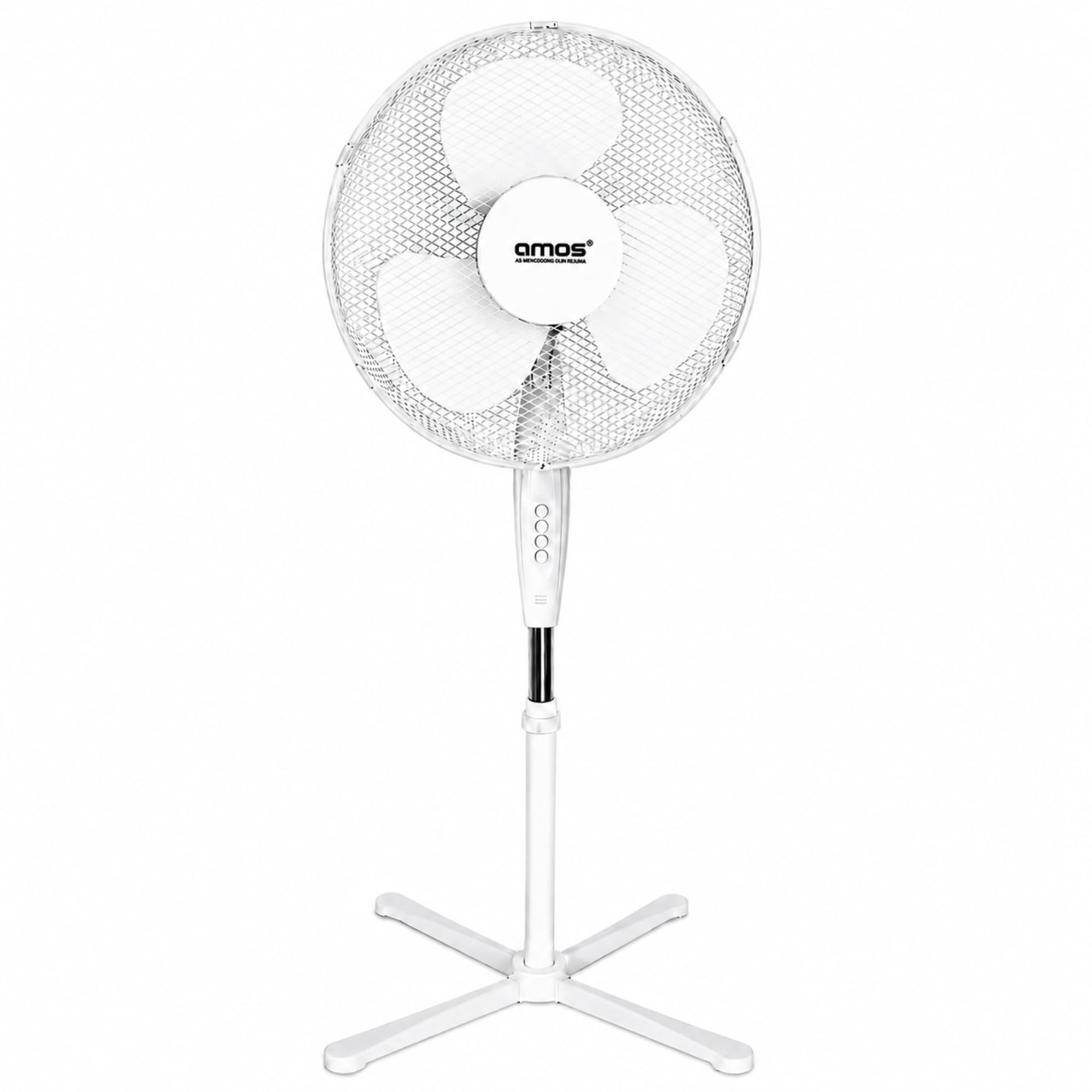 AMOS 16 Inch Pedestal Fan Oscillating Control 3-speed Settings Adjustable Height Portable Indoor Cooling Solution