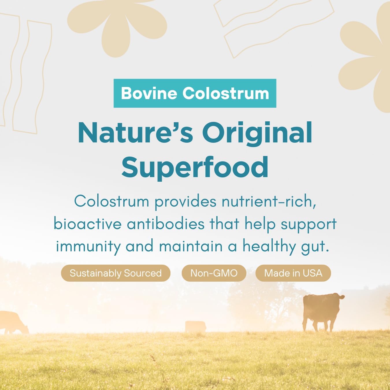 360 Nutrition Blends with Benefits Bovine Colostrum + Collagen Peptides Powder for Gut Health, Hair & Skin Beauty, Immune Support | Grass-Fed, No Added Sugar, Unflavored 6 oz