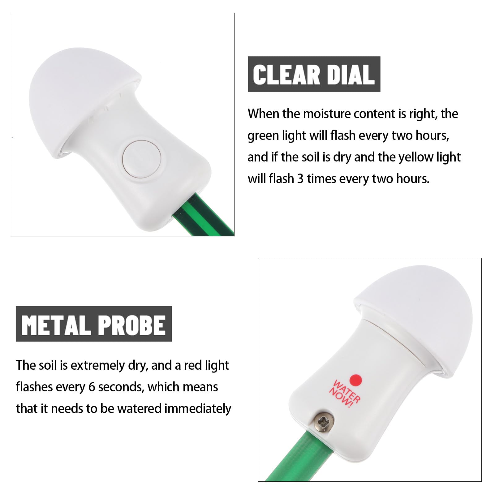 Veemoon Capteur D'humidité Sol Détecteur LED pour Plantes D'intérieur, Mode Détection Automatique et Rappel D'arrosage, Matériel PCB et Abs Fiable