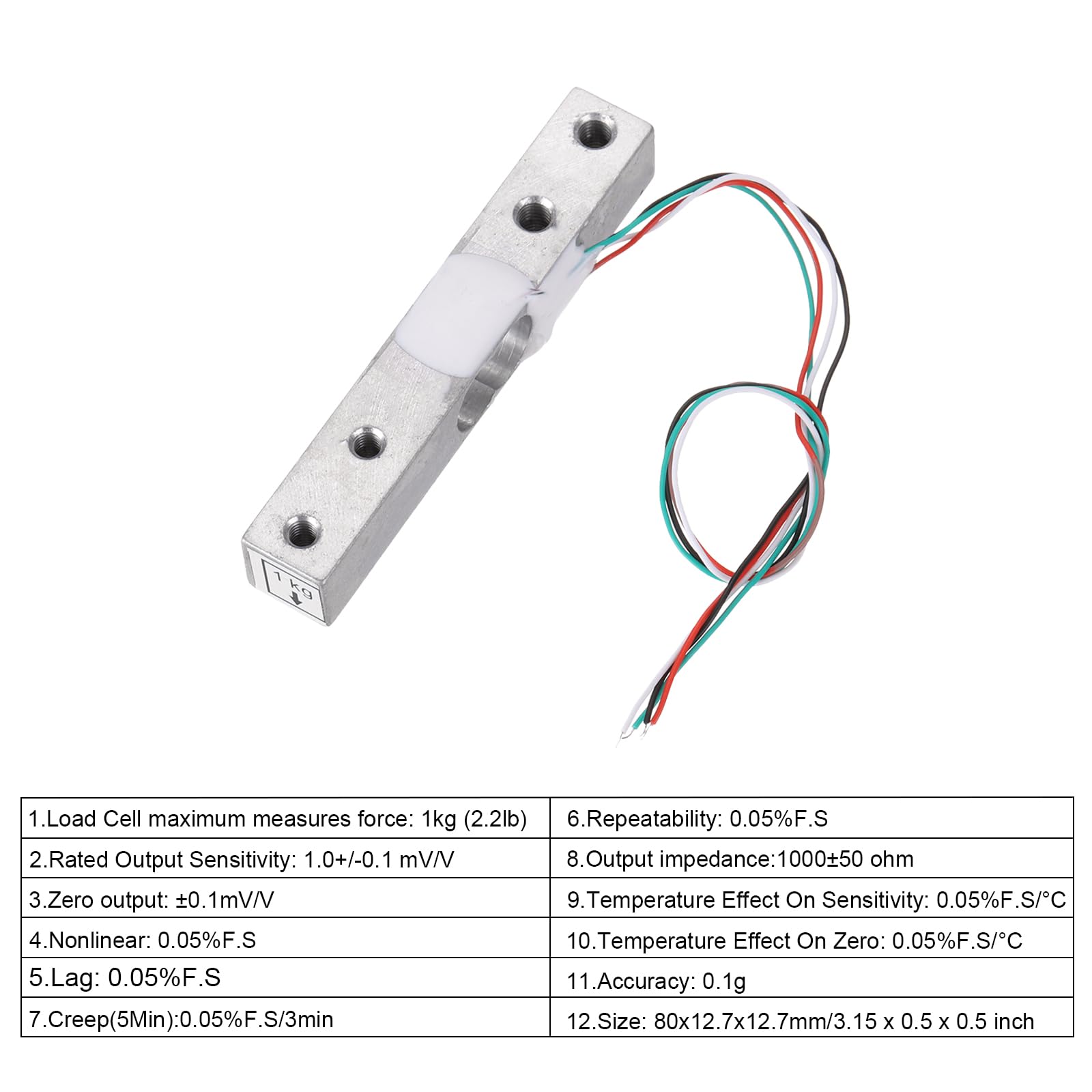 QUARKZMAN Sensori di Pesatura, 4 Set Sensore Peso Cella Carico Digitale 1Kg + Modulo Hx711 Sensore Pesatura 24 Bit Precisione A/D Doppio Canale per Kit Bilancia Cucina Elettronica Portatile