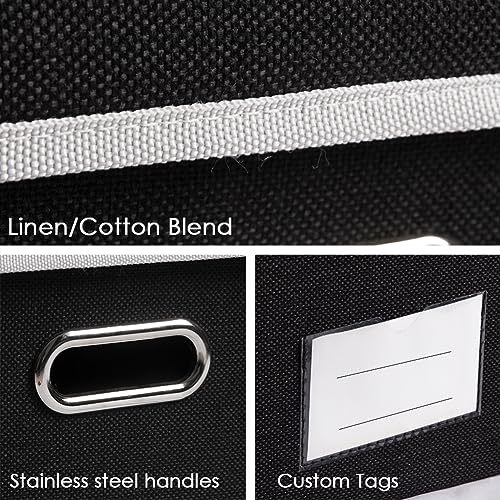 Image of PRANDOM Large Foldable Storage Boxes with Lids [3-Pack] Fabric Collapsible Storage Bins Organizer Containers Baskets Cube with Cover for Home Bedroom Closet Office Nursery Black(17.7x11.8x11.8)