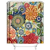 Lieferumfang: Sie erhalten einen Blumen-Duschvorhang mit 12 dicken C-förmigen Kunststoffhaken. Es ist einfach zu installieren.