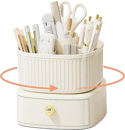 Pot À Crayons Rotatif À 360 Degrés Avec 9 Compartiments Pour Bureau, Coiffeuse, Table D'Étudiant
