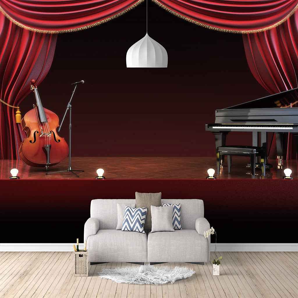 Papier Peint Panoramique 3D Photo Murales Rideau Rouge Décoration Murale Toile 250x175 cm