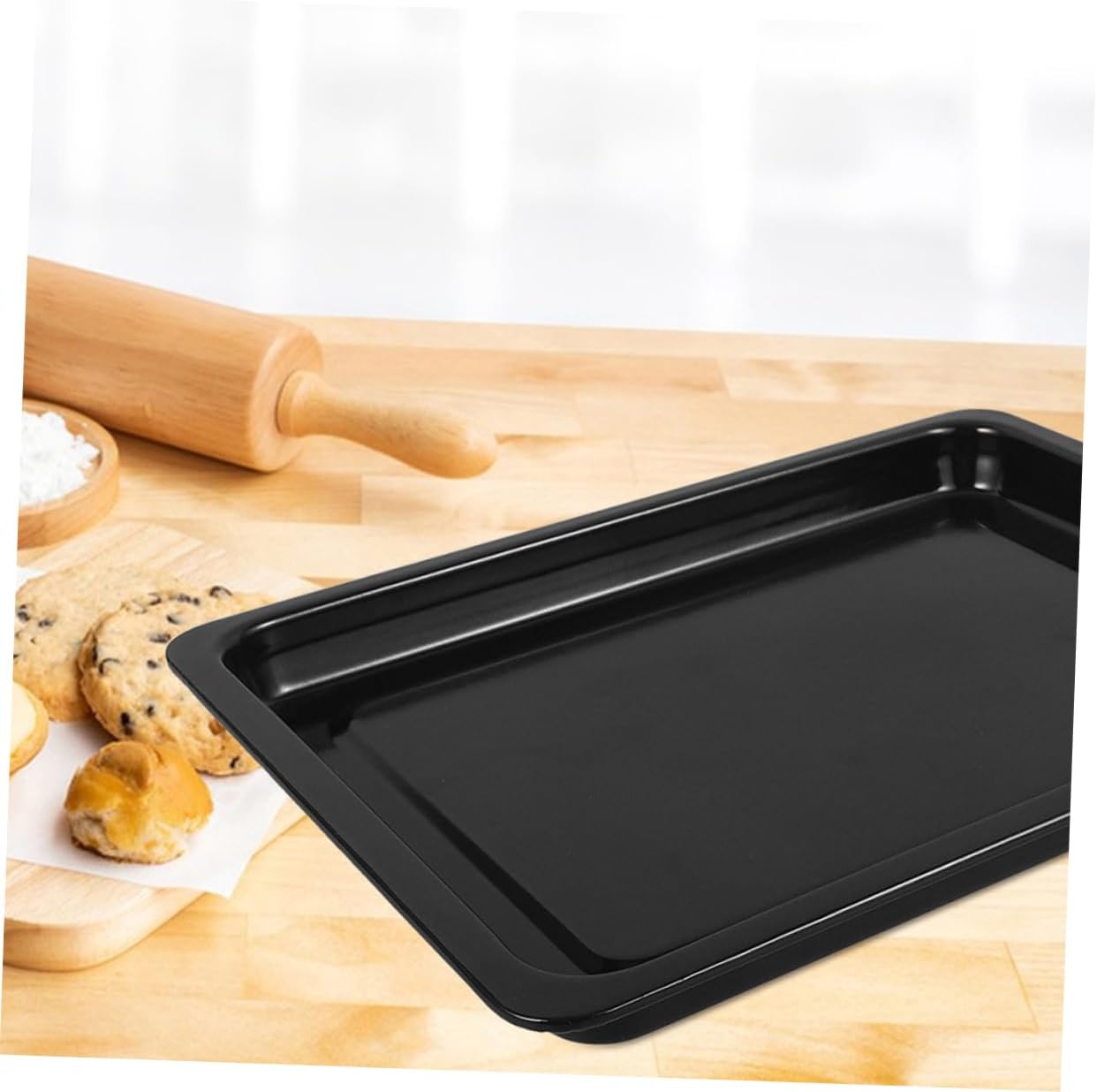 Enamel Baking Pan Versatile Rectangle Baking Sheet for Oven and Microwave High-temperature Resistant Smooth Edges Elegant Black Design
