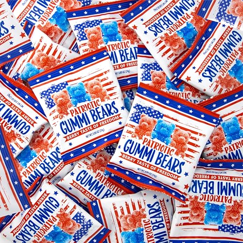 Patriotic Candy, Sour Bears Gummy Candy Individually Wrapped, 12 Packs | Red & Blue Gummies, Blue Raspberry & Strawberry Flavors - image 1