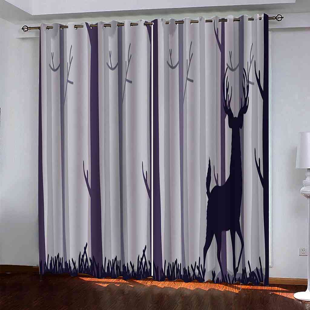 Rideaux occultants lot de 2 motif wapiti abstrait 200x214 cm pour salon