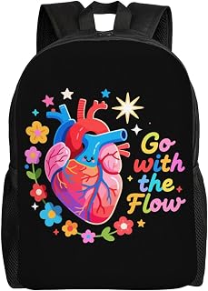 Go With Flow Heart Universal Large Capacity Durable Backpack - Waterproof Laptop Backpack -Theft Design - Unisex