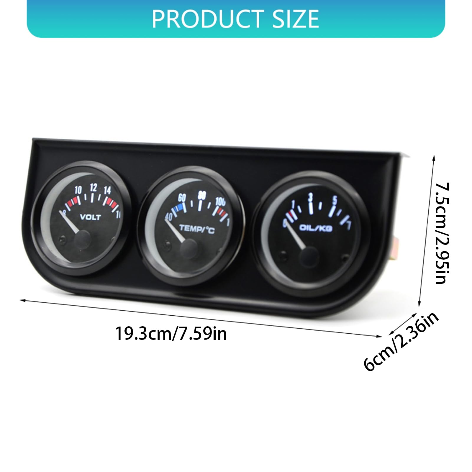 Misuratori tripli compatibili 9-32 V per tensioni Auto, Temperatura ' Acqua, Pressione ' Olio, misuratore Pressione ' Olio