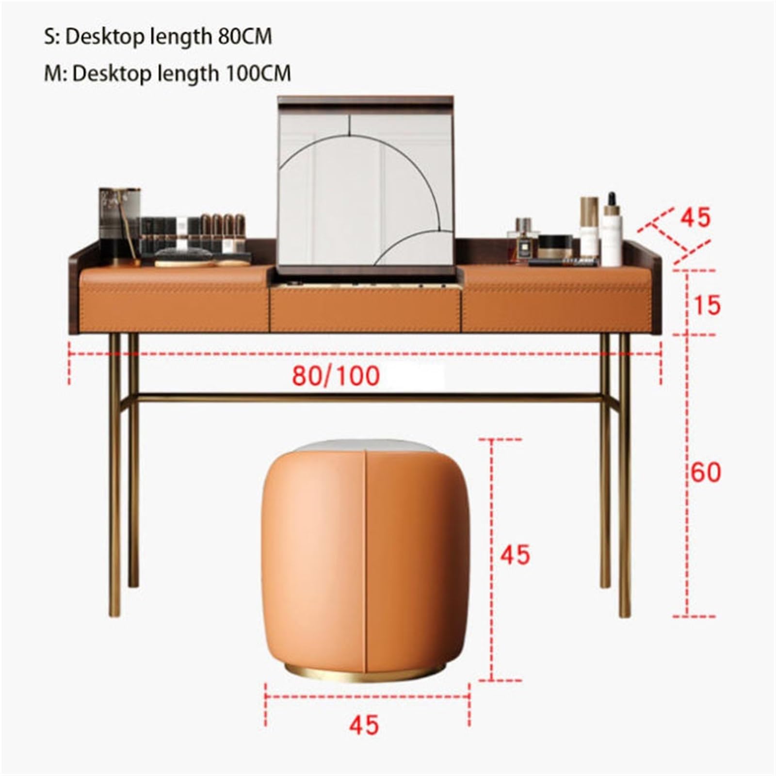 Juego de tocador de dormitorio gris con taburete abatible de madera con espejo oculto para el hogar, ideal para madres y mujeres