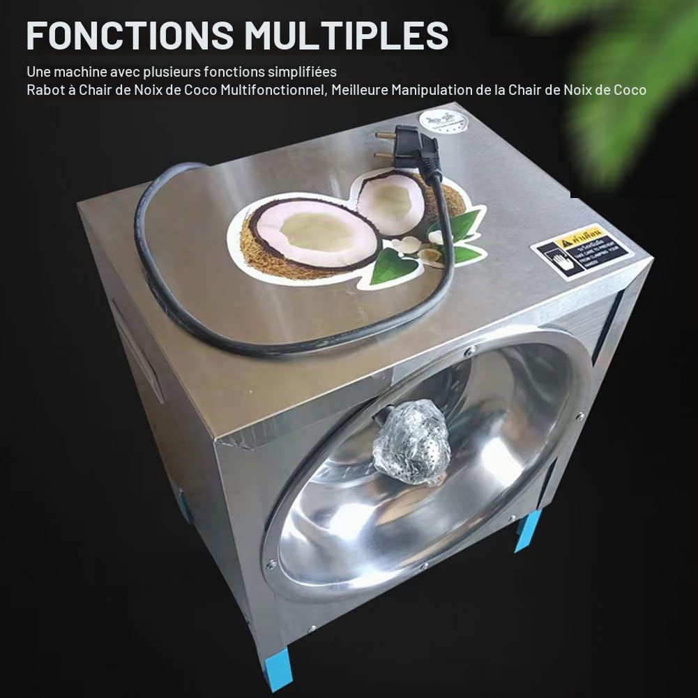 Déchiqueteur de grattoir à noix de coco, râpe à noix de coco commerciale électrique 300W 50-60pcs / heure, rabot à noix de coco pour magasin de transformation de noix de coco, restaurant, boulangerie
