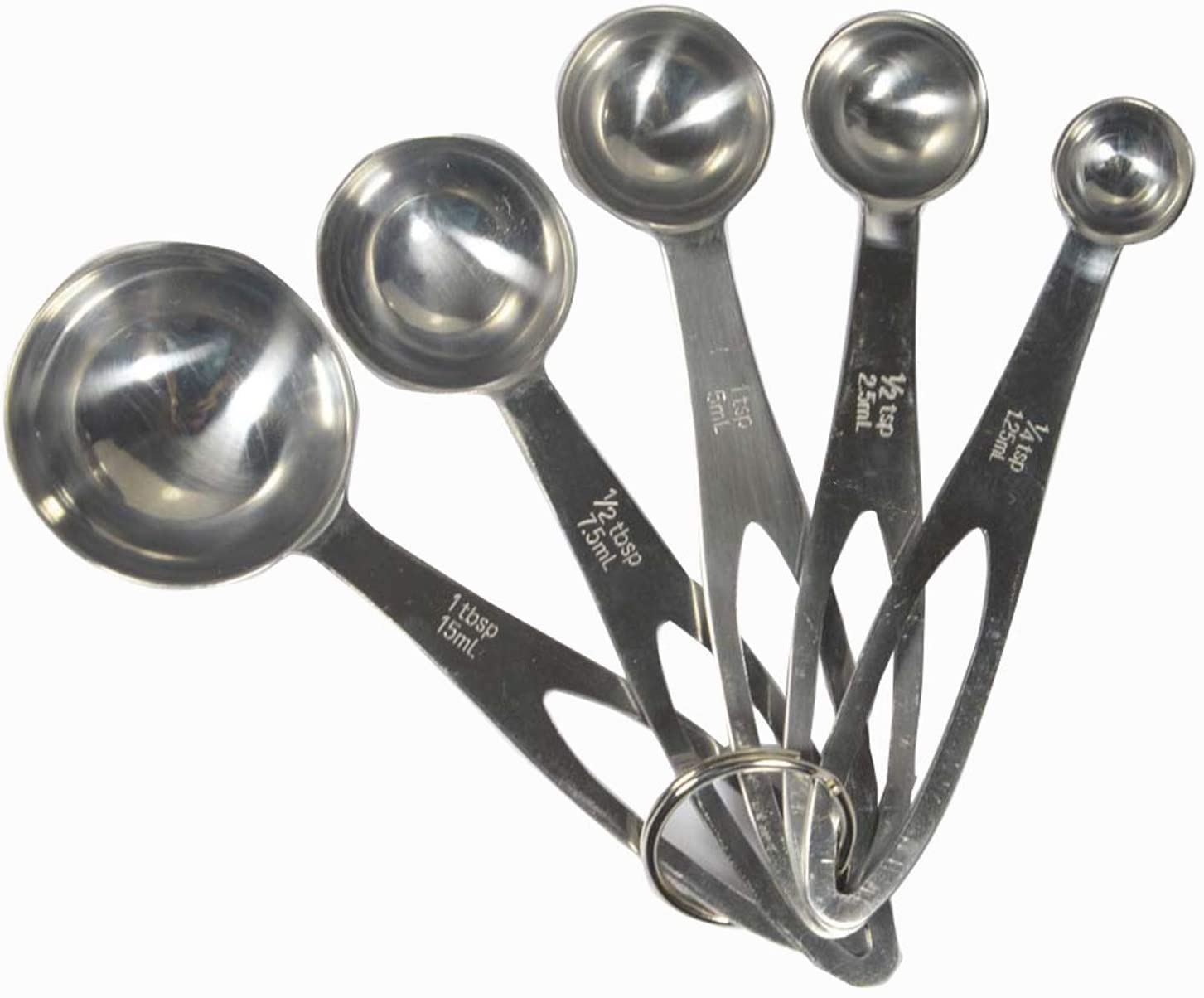 ACiyD Messlöffel Edelstahl-Messlöffel-Messlöffel-Set fünfteiliges Küchen-Backwerkzeug (Silber, 5 Stück) (Silber 5 Stück)
