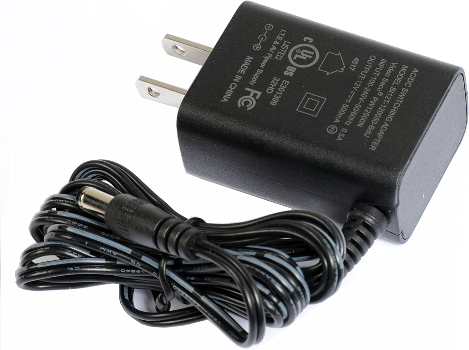 VideoSecu Power Supply 12V DC 500MA Regulated CCTV Security Camera AC to DC Power Adapter WVM