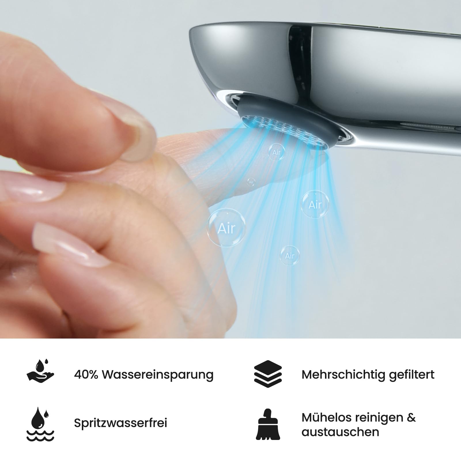 CECIPA Wasserhahn Bad Bleifrei, Waschtischarmatur mit Auslauf Höhe 10cm | Hochdruck Waschbecken Armatur, Einhebelmischer, Keramikkartusche, Wassersparend, Energiesparend, mit 60cm Anschlussschläuchen