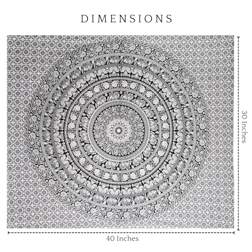 RAJRANG Hippie Mandala Tapestry Wall Hanging Poster - 30x40 Inches Indian Elephant Maditation Bohemian Hippy Black and White Psychedelic Dorm Room Decor
