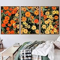 3 Piece Framed Canvas Wall Art Assorted Clusters and Colorful Bouquet Canvas Prints Home Artwork Decoration for Living Room,Bedroom - 16