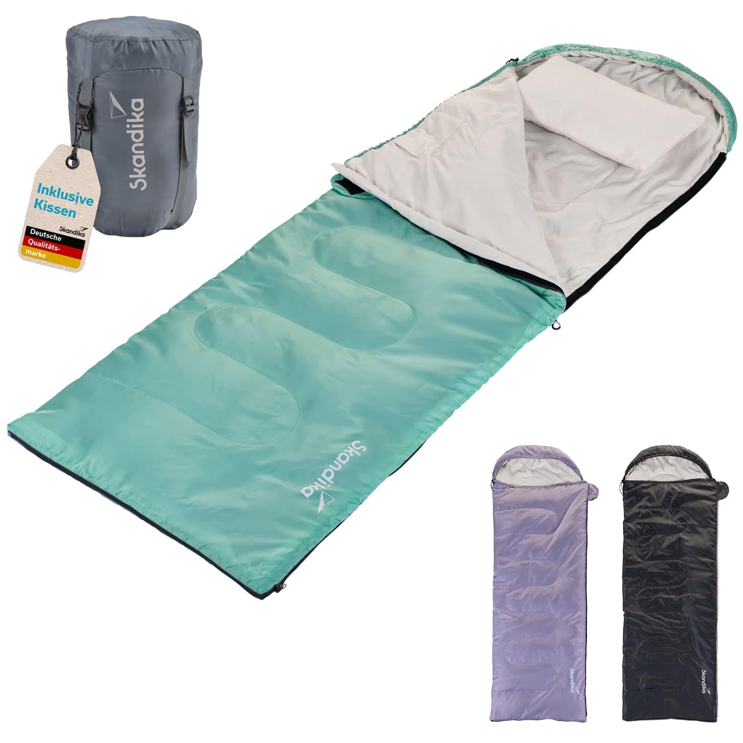 Skandika Skye - Sacco a pelo a coperta - 220x75 cm - Accoppiabile - Peso 1.300 g - Sacco di compressione