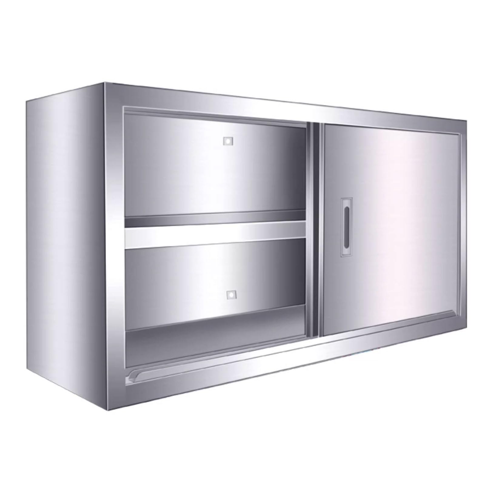 Armario de almacenamiento de pared, material de acero inoxidable, ruedas integradas, fácil de abrir/cerrar, capacidad de carga de 50 kg, 100/120 cm de longitud, con puertas y estantes