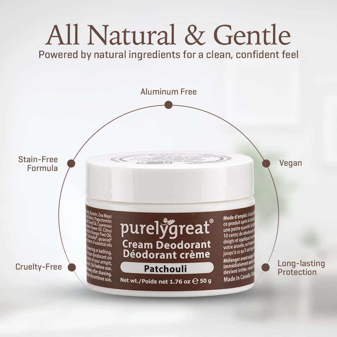 purelygreat Naturalny dezodorant dla mężczyzn Patchouli – EWG Zweryfikowane – Wegańskie
