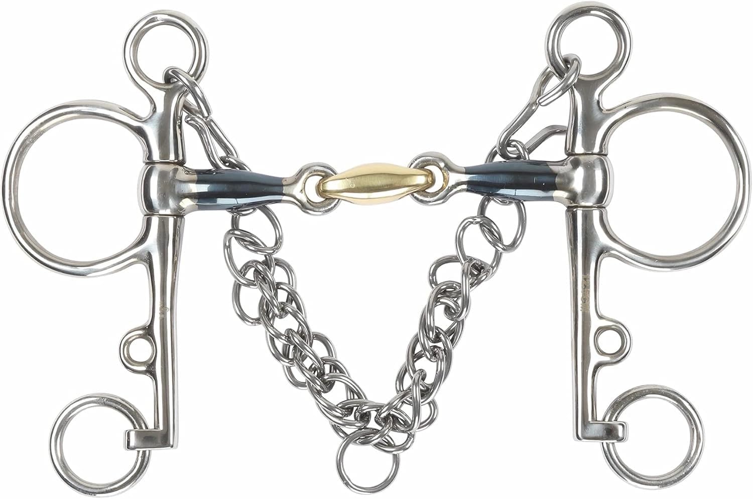 Shires Blue Sweet Iron Pelham With Brass Lozenge Blue Horse Bit 6", Bluee Sweet Iron