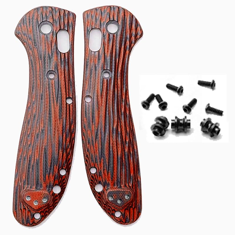 1 Pair Scales Handle Fits for Benchmade Griptilian 551, G10 Handle Patch with 3 Sets Screws Black Red-picture-11