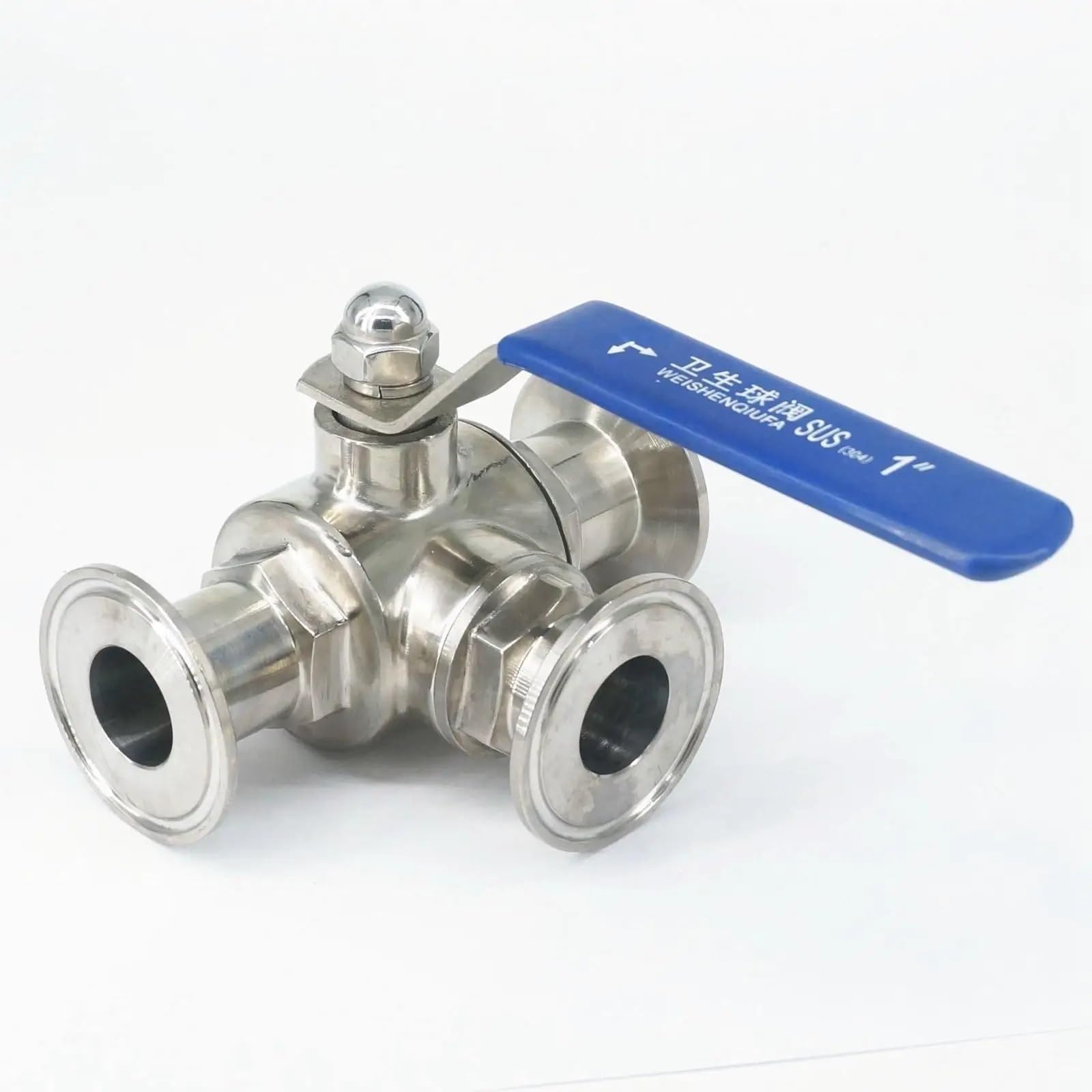JNURGWLYH L-Port 1" 25mm 304 Stainless Steel 3 Way Ball Valve 1.5" Tri Clamp 50.5mm Ferrule O/D