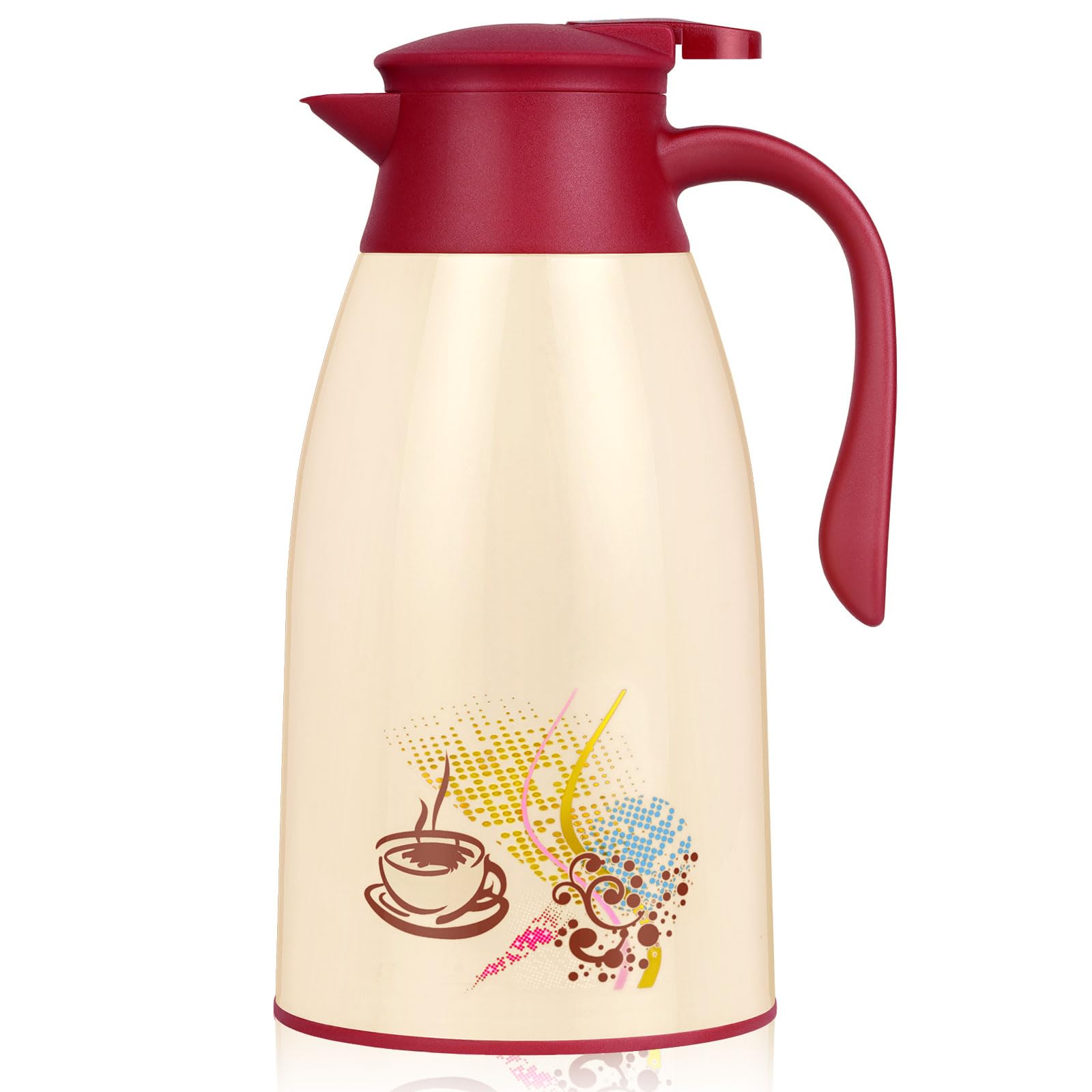 45 Oz Glass Lined Thermal Carafe,Insulated Coffee Carafe,Coffee Thermos,Tea Pot with lid,Vacuum Insulated Thermal Coffee Carafe,1.3 Liter