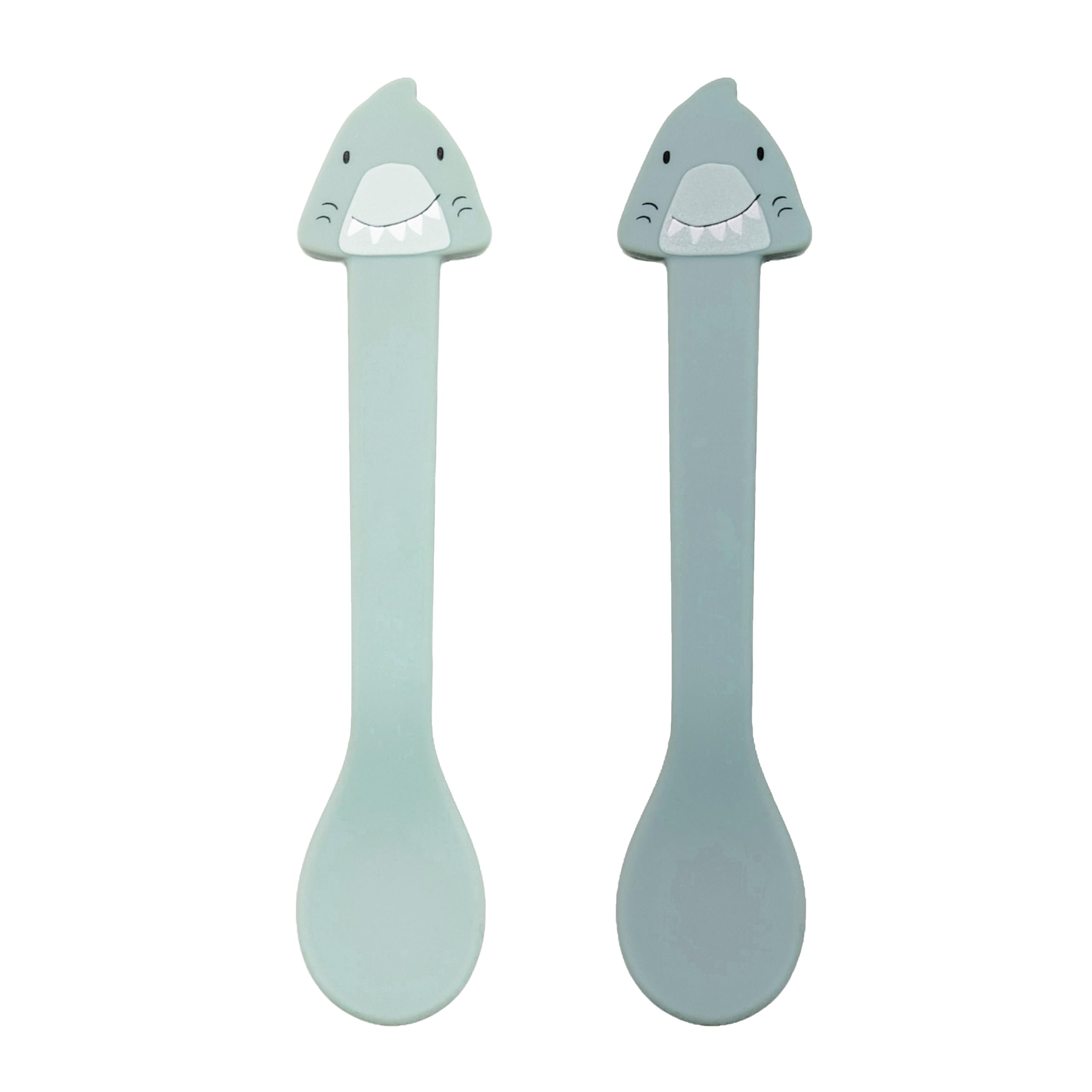 Trixie Silikon Kinderlöffel 2er-Pack Mr. Shark blau - rutschfest und BPA-frei