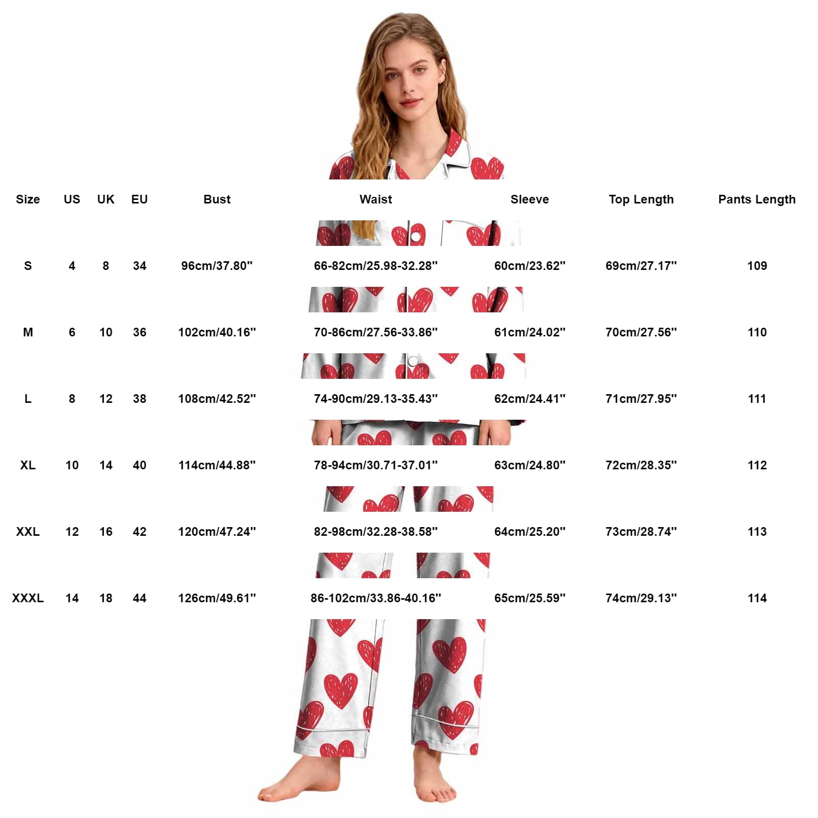 Ensemble de pyjama long pour femme avec motif - Pyjama multicolore - Deux pièces | Ensemble de nuit soyeux ultra doux à manches longues à revers, chemisier simple boutonnage et pantalon long ample avec poches