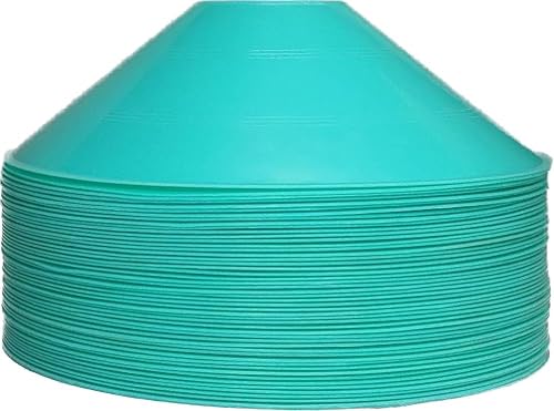 WOWGEEK Thicker Disc Cones (Set of 50) Agility Soccer Cones with Carry Bag for Training,Football, Kids, Sports, Field Cone Markers (Cyan)
