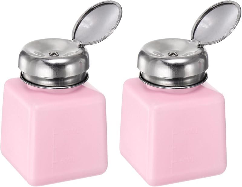 HARFINGTON 2 frascos dispensadores recarregáveis com bomba de pressão, 100 mL, tampa de aço inoxidável, rosa