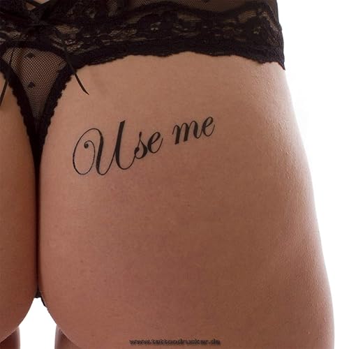 5 x "Use me" temporary tattoo lettering in black - Fetish kinky tattoo
