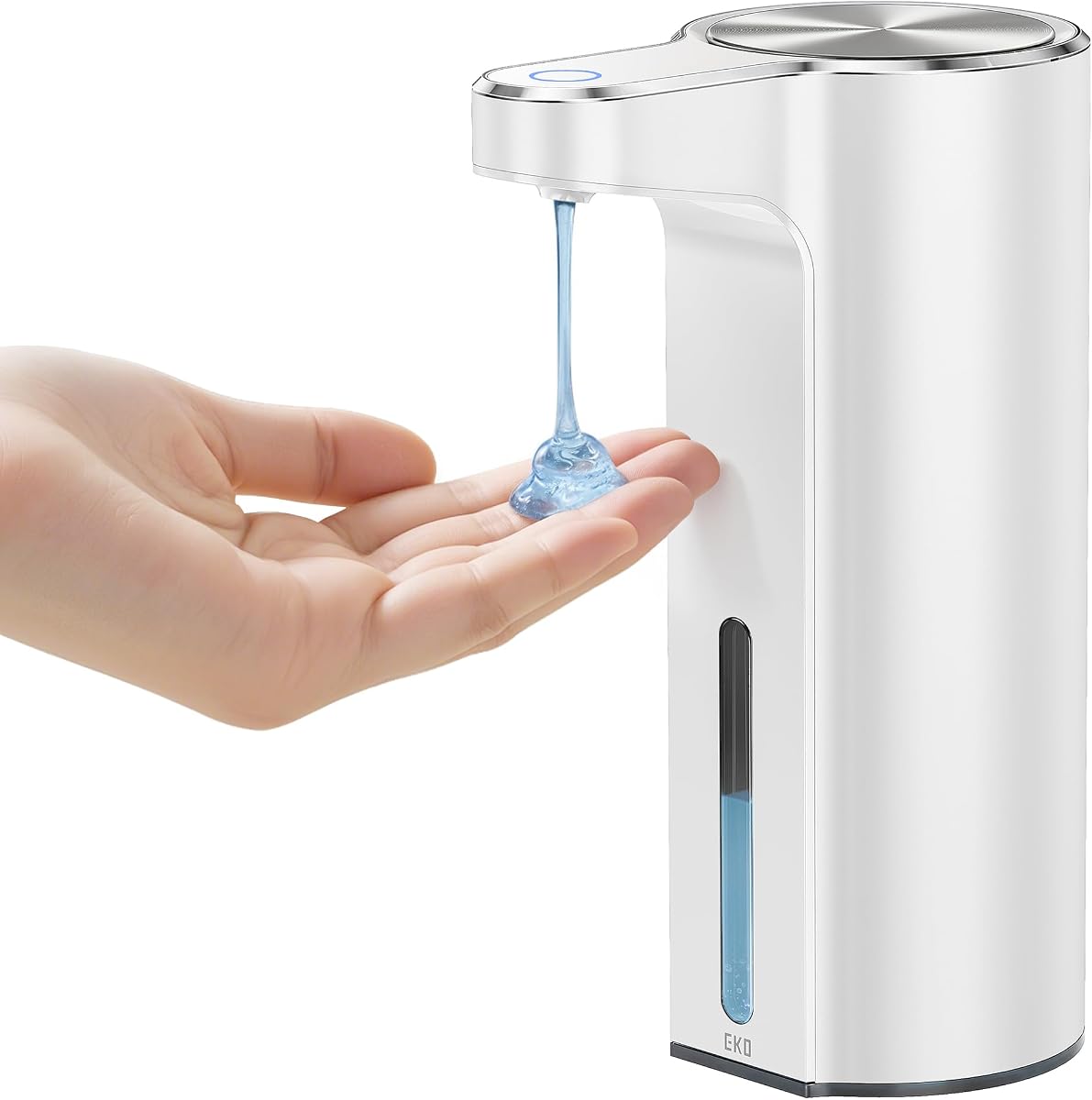 EKO Aroma Dispensador automático de jabón sin contacto para baño y cocina, dispensador de jabón líquido para manos, resistente al agua y recargable, 9 fl oz (blanco)