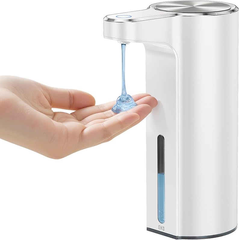 EKO Aroma Dispensador automático de jabón sin contacto para baño y cocina, dispensador de jabón líquido para manos, resistente al agua y recargable, 9 fl oz (blanco)