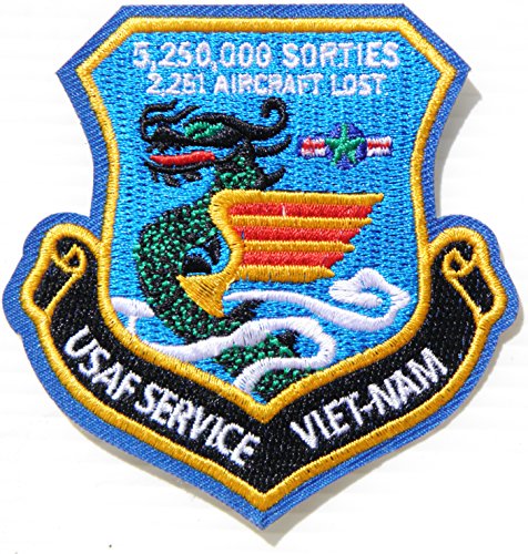 USAF SERVICE VIET - NAM US USAF Air Force Army Military Pilot Shield Logo Tab Jacket Uniform Patch Sew Iron on Embroidered Sign Badge Costume (blue)