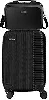 Mala Média 23kg + Frasqueira, Sestini, em ABS Capacete de Piloto, Aprovada ANAC, Rodas 360° Silenciosas, Cadeado Integrado Personalizável - de Viagem (Média + Frasqueira)