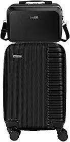 Mala Média 23kg + Frasqueira, Sestini, em ABS Capacete de Piloto, Aprovada ANAC, Rodas 360° Silenciosas, Cadeado Integrado Personalizável - de Viagem (Média + Frasqueira)