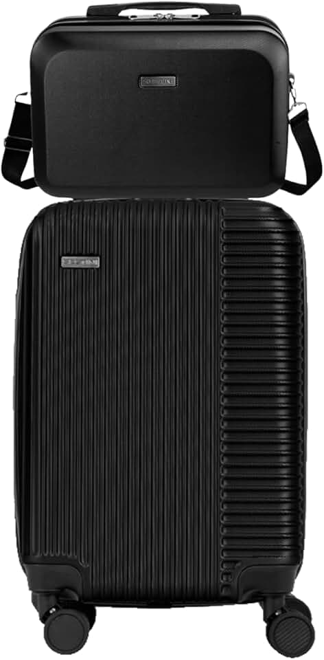 Mala Média 23kg + Frasqueira, Sestini, em ABS Capacete de Piloto, Aprovada ANAC, Rodas 360° Silenciosas, Cadeado Integrado Personalizável - de Viagem (Média + Frasqueira)