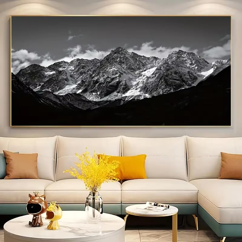 Affiche murale paysage montagne monochrome grand format vertical 30x60cm encadré