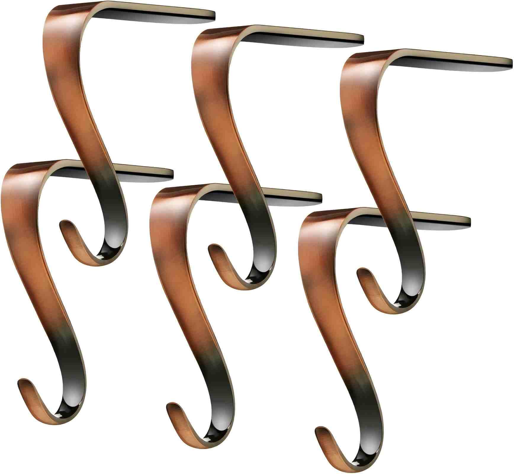 Boao 6 Pcs Christmas Stocking Holders Metal Mantel Stockings Hangers Classic Shelf Heavy Duty Stocking Garland Hangers for Counter Tables Window