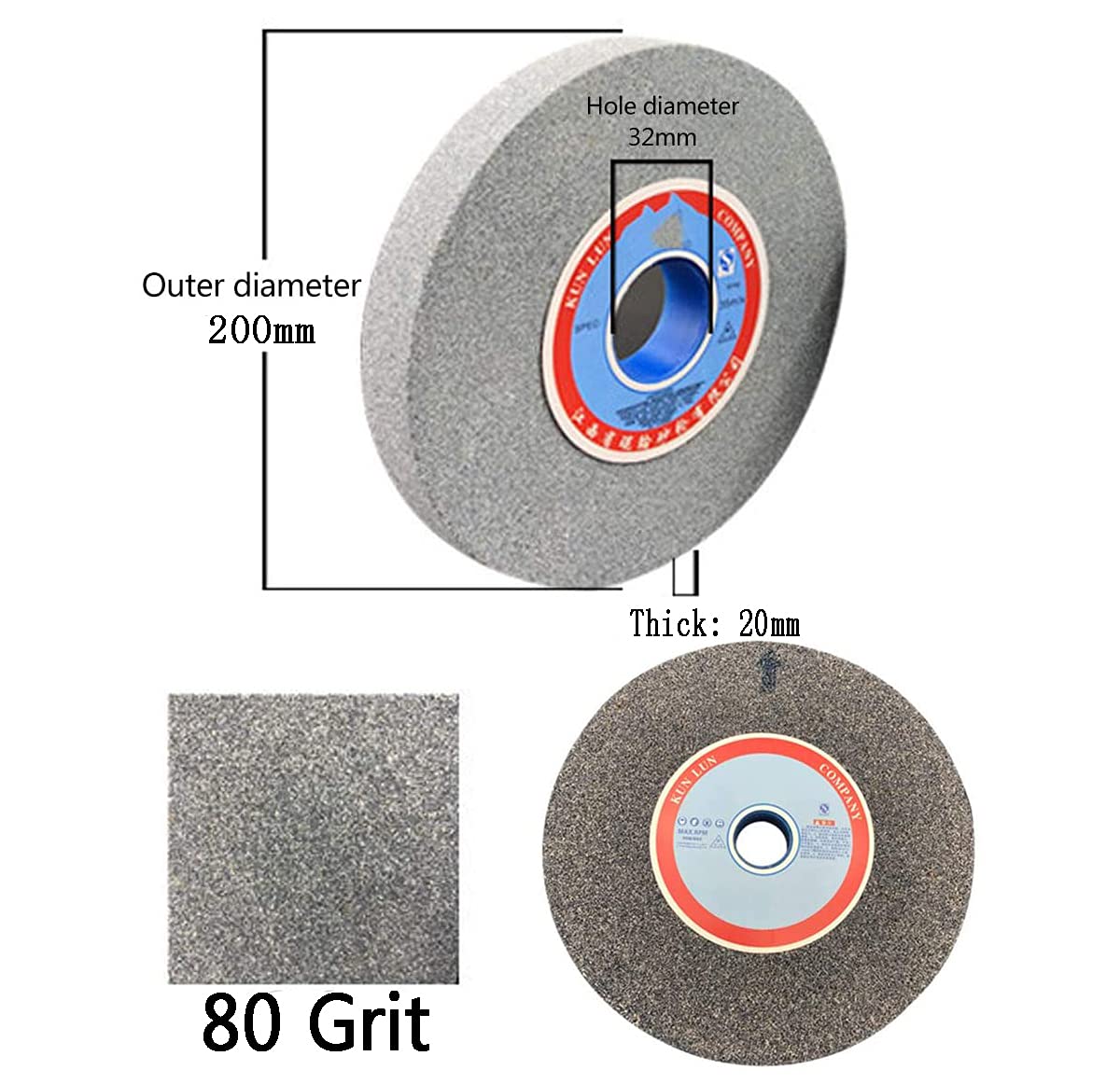 Mole per smerigliatrice da banco, Mola da banco con piedistallo in corindone Marrone 200mmx20mmx32mm Grana 46-100(60 Grit)