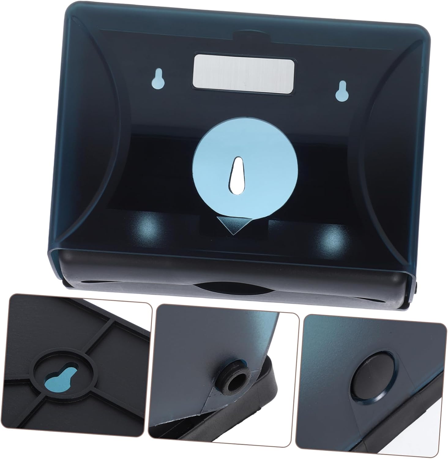 Ciieeo Wall Mounted Paper Towel Dispenser Dark Blue Hand Towel Holder for Bathroom Kitchen Hotel Use Convenient Installation and Easy Cleaning for Restrooms and Commercial Spaces