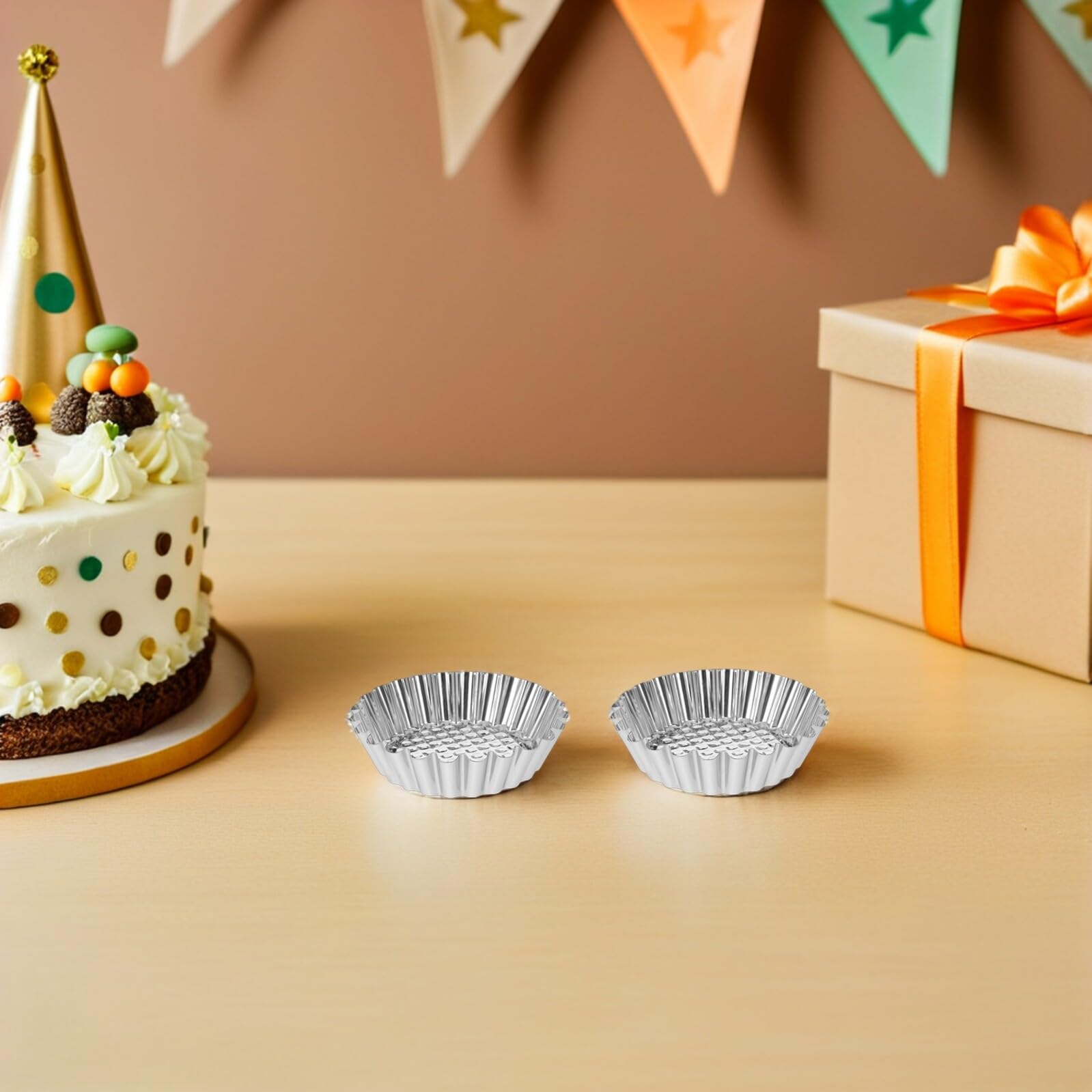 Toyvian Molde para Tartaletas de Huevo de Acero Inoxidable 30 Piezas Moldes para Cupcakes y Muffins Borde Floral Grueso Reutilizables para Hornear Tartas Pasteles y Postres