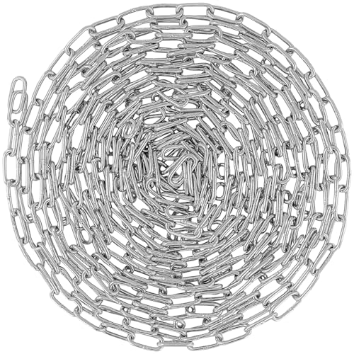KINJOEK Stainless Steel Link Chain, 5/32 Inch x 32.8 Feet Heavy Duty Metal Proof Coil Chain, Silver Hanging Loop Chains for Guardrail, Lifting Chain