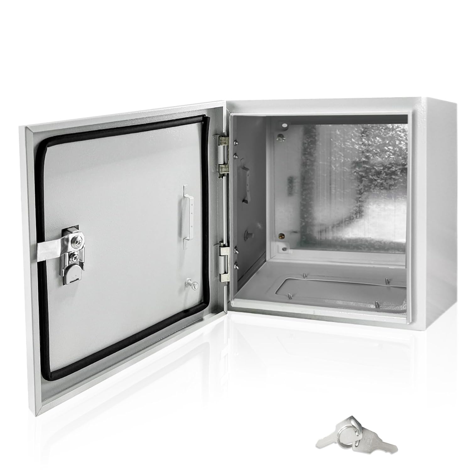 Electrical Box 12 x 10 x 6 Inch Indoor Outdoor Electrical Enclosure Box Steel Junction Box Wall Mounted Universal Electrical Project Box with Safety Locks and Mounting Plates