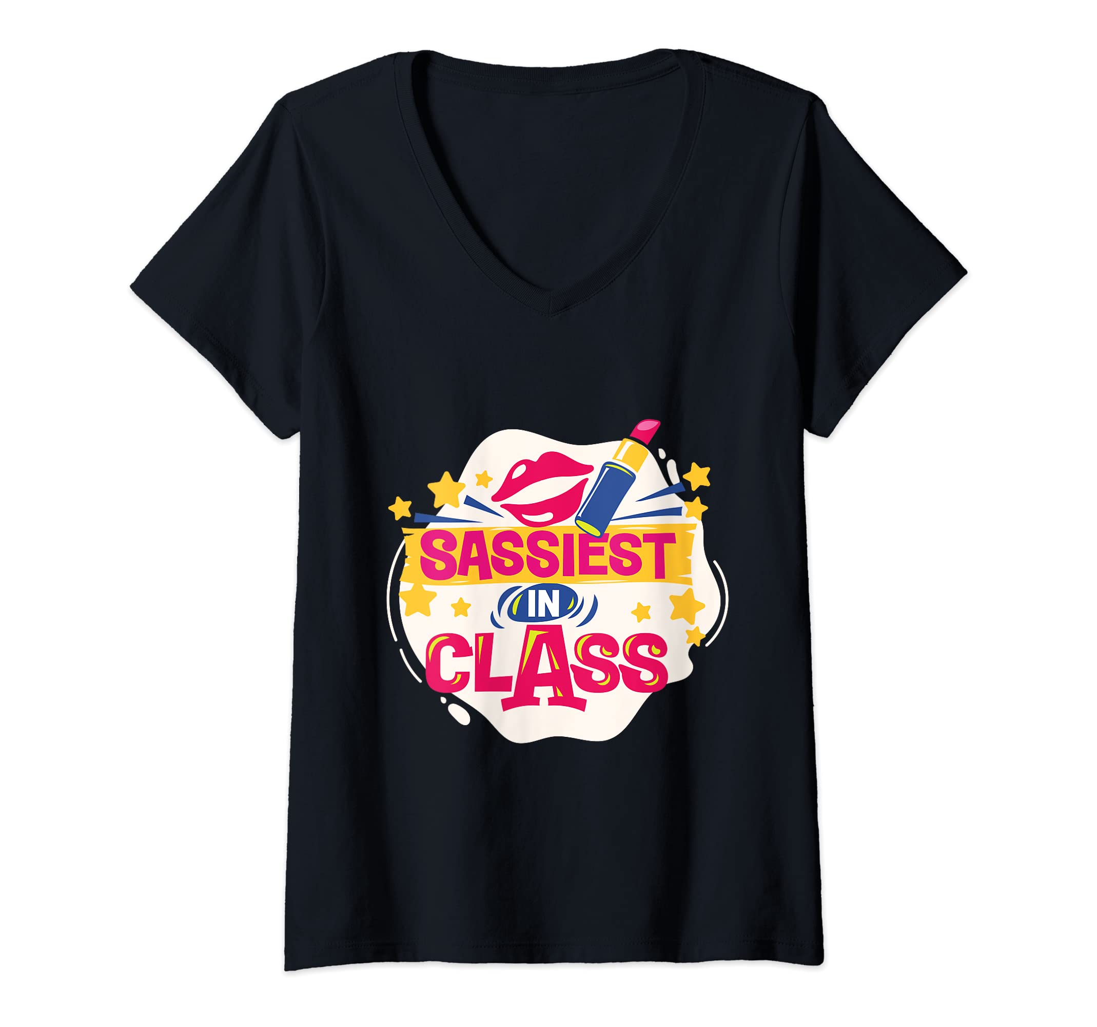 Womens School Student Sassiest In Class V-Neck T-Shirt