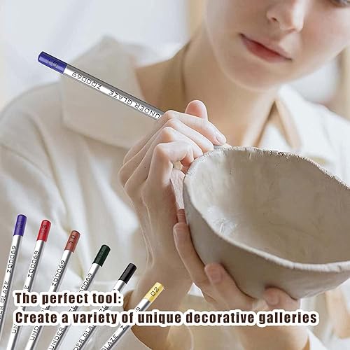 Miniatura 4 de Underglaze lápices de color, lápices de vidrio para cerámica (6 unidades, estuche). Los estuches para lápices te permiten encontrar rápidamente los
