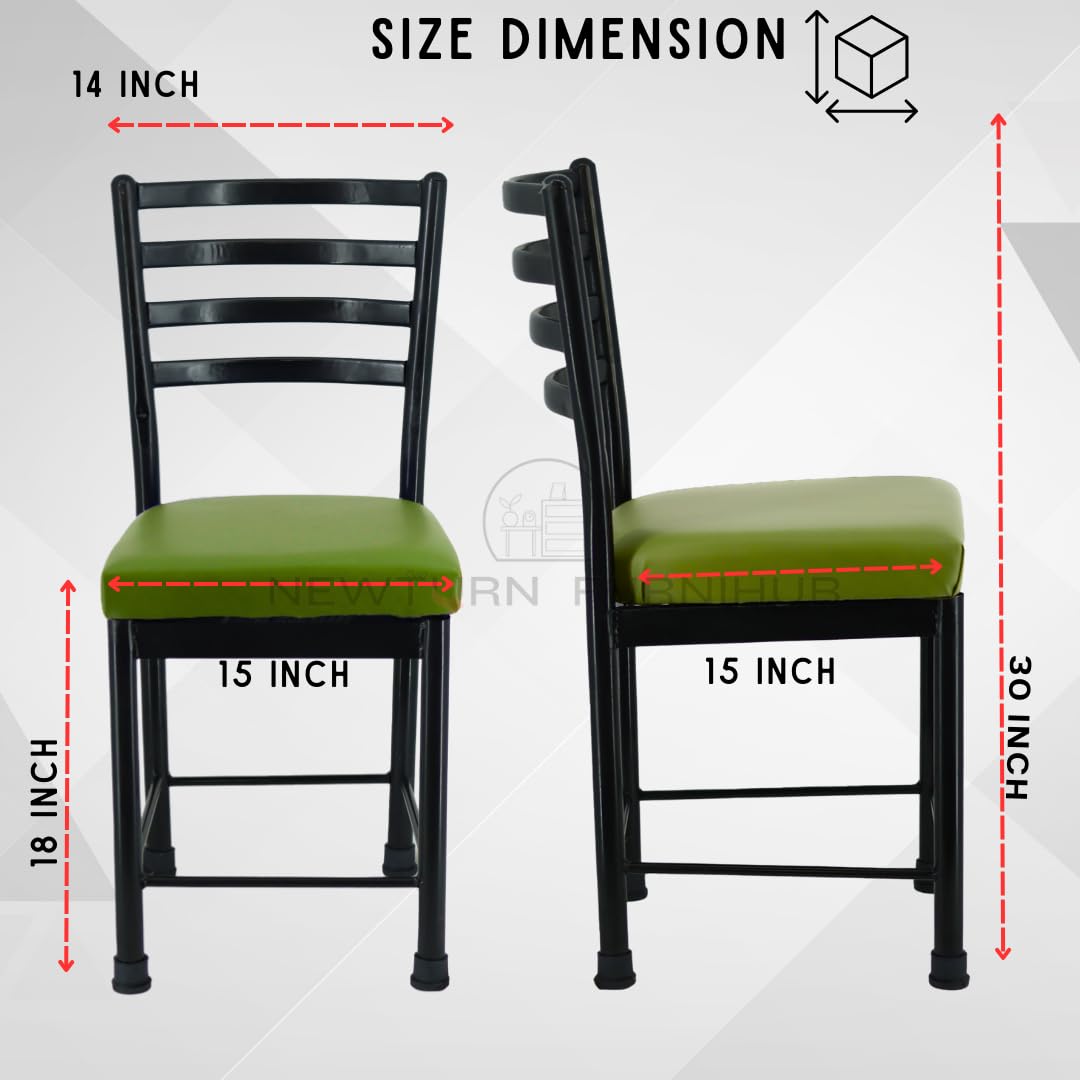 NEWTURN FURNIHUB Metal Black Dining Chair Living & Dining Room Home Comfortable Durable Chair (18 inc.h Height from Ground to SEAT) (Parrot Green) 2