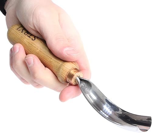 Miniatura 6 de Stryi - Guanga doblada radial 7 cincel largo doblado para carpintería herramientas de tallado Kuksa tallado de cuchara gubia radial de acero al