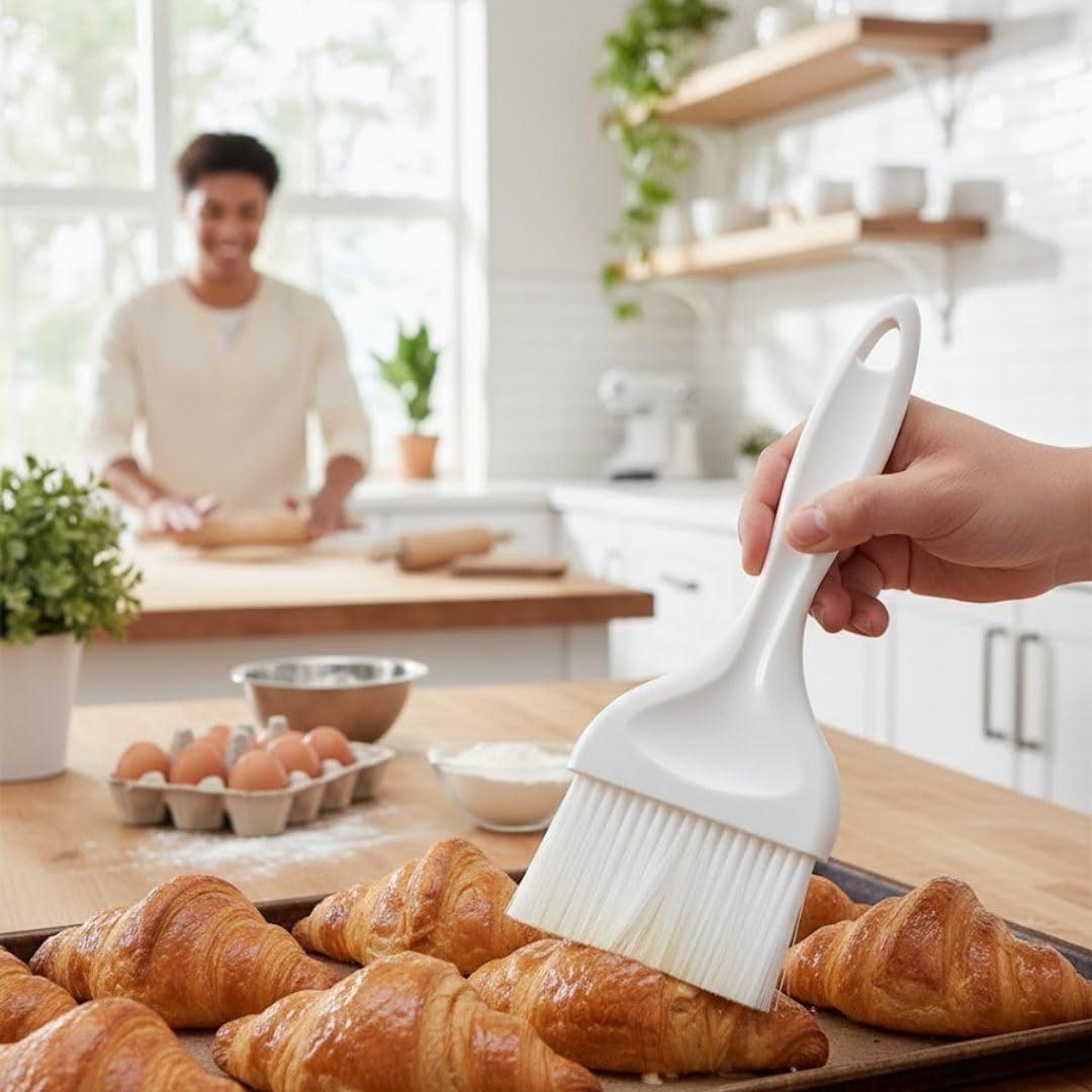 Soro Essentials- 3” Flat Nylon Pastry Basting Brush with Plastic Handle Set of 2- Easy to Clean Pastry Brush Basting Brush Cooking Brush Oil and Sauce Food Brush for Baking Butter Brush Kitchen